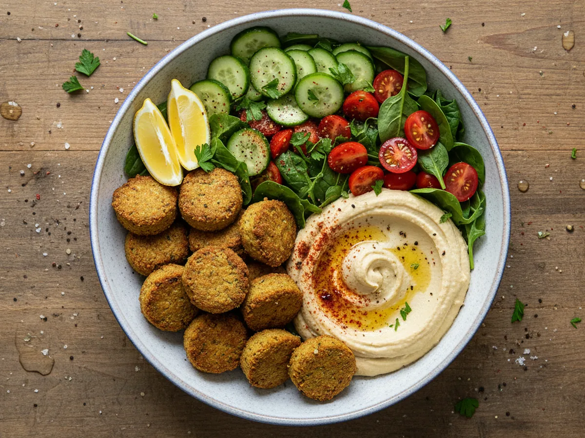 Chickpea falafel hummus bowl
